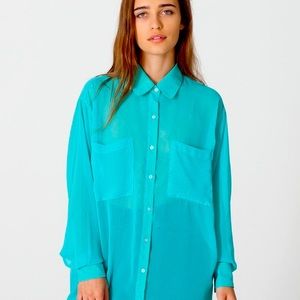 American Apparel Chiffon Oversized Button-Up